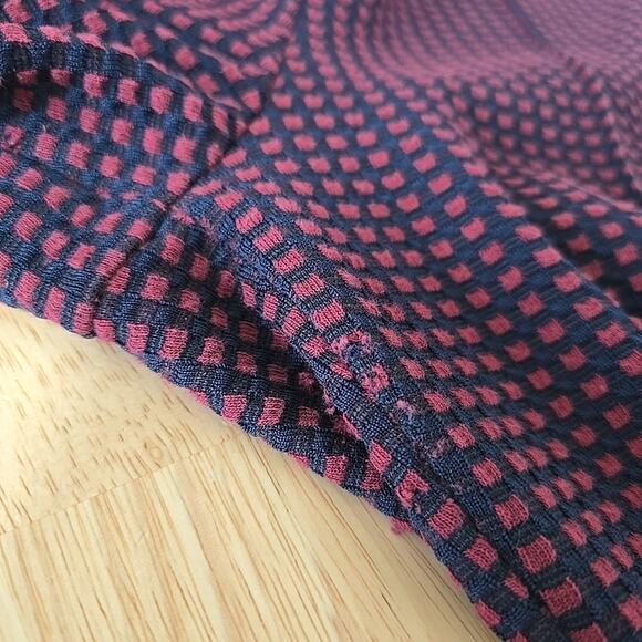 Anthropologie Women's Med The Essential Crop Flare Pull On Pants Navy Red Plaid - Picture 10 of 11